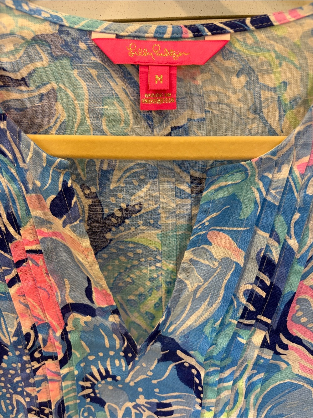 Lilly Pulitzer Blue Pink Green Floral V-Neck Tunic